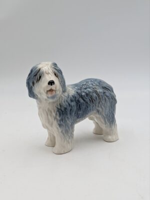 Beswick Old English Sheepdog Figurine – Blue & White Gloss Ceramic Dog
