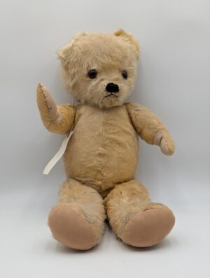 Antique Mohair Teddy Bear With Glass Eyes & Traditional Stuffed Construction