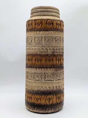 West German Pottery Floor Vase Model 289-41 – Relief Decor Fat Lava Era Ceramic