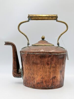 Antique Copper Kettle With Brass Swing Handle & Lid Finial
