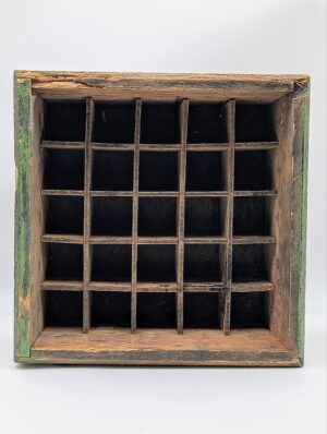 Rustic Wooden Bottle Crate With 20 Compartments – Vintage Industrial Storage Box