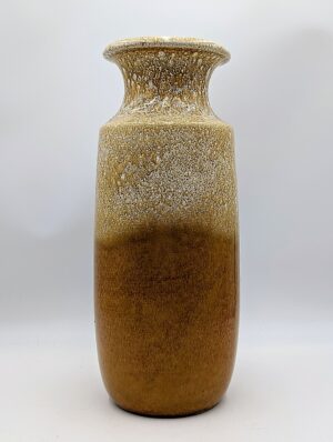 West German Pottery Floor Vase No. 280-45 Fat Lava Style Brown & Cream Scheurich