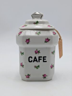 Vintage French Porcelain Storage Jars With Pink Rose Decoration & Silver Trim – Choice of Design
