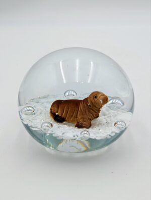 Vintage Gibson Glass Seal Paperweight
