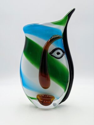 Large Murano Picasso Face Art Glass Vase / Sculptural Vessel