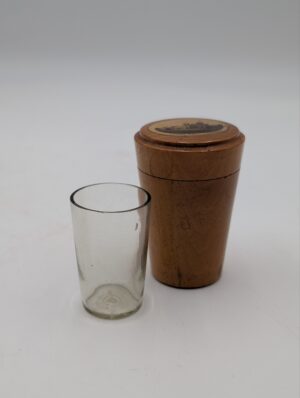 Mauchline Ware Morpeth Town Hall Shot Glass Holder with Original Glass