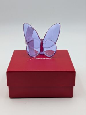 Baccarat Crystal Lilac Butterfly Sculpture With Original Box