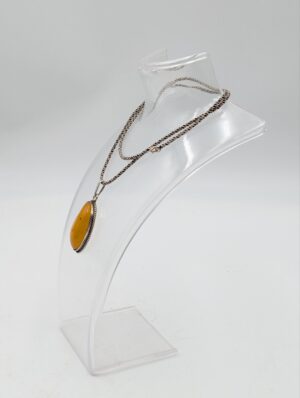 Sterling Silver Baltic Amber Pendant Necklace