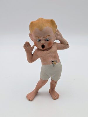 Victorian Bisque Porcelain Boy With Bee Figurine