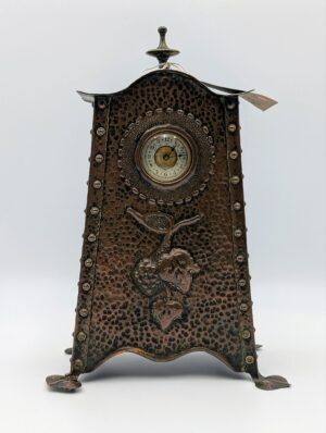 Early 20th Century Arts & Crafts Hammered Copper Mantel Clock – 17 Jewel 30 Hour Movement