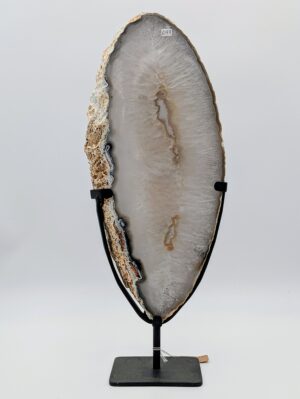Extra Large Natural Agate Slice Display on Metal Stand