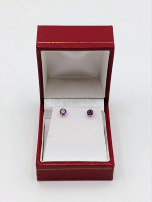 9ct Gold Amethyst Stud Earrings