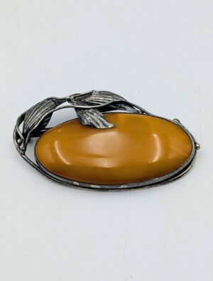 Sterling Silver Baltic Amber Brooch