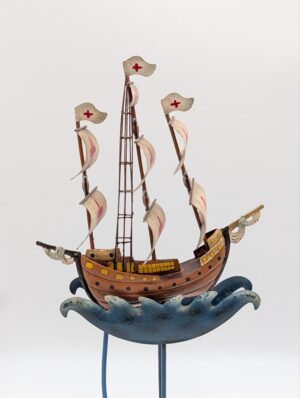 Vintage Hand-Painted Balancing Sailing Ship Automaton Toy