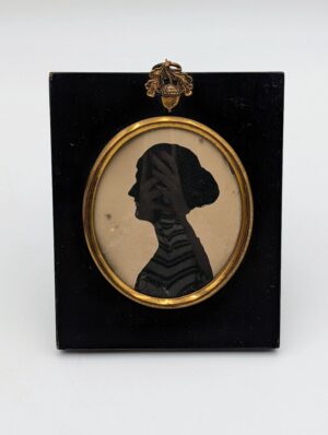 Antique Victorian Silhouette Portrait in Ebonised Frame with Acorn Detail