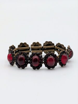 Antique Garnet Glass Cabochon Bracelet