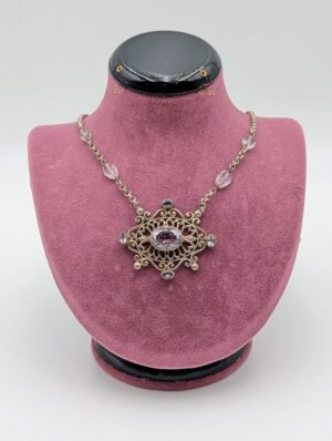Sterling Silver & Amethyst Openwork Necklace