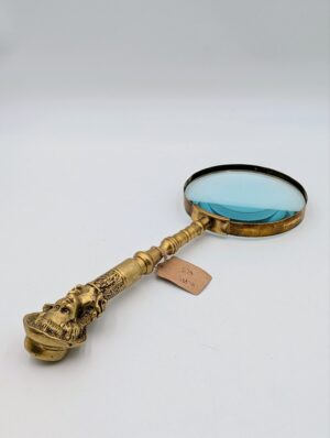 Large Antique Solid Brass Figural Magnifying Glass