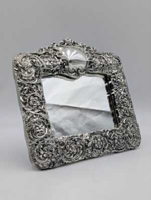 Vintage 1960s Ornate Silver-Plated Dressing Table Mirror