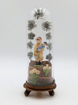 c.1880 Victorian Wax Doll Glass Dome Diorama