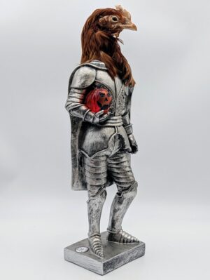 Sir Cluckington – Taxidermy Chicken Medieval Knight in Full Armour with Jack-O’-Lantern
