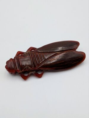 Large Vintage French Carved Cicada Brooch
