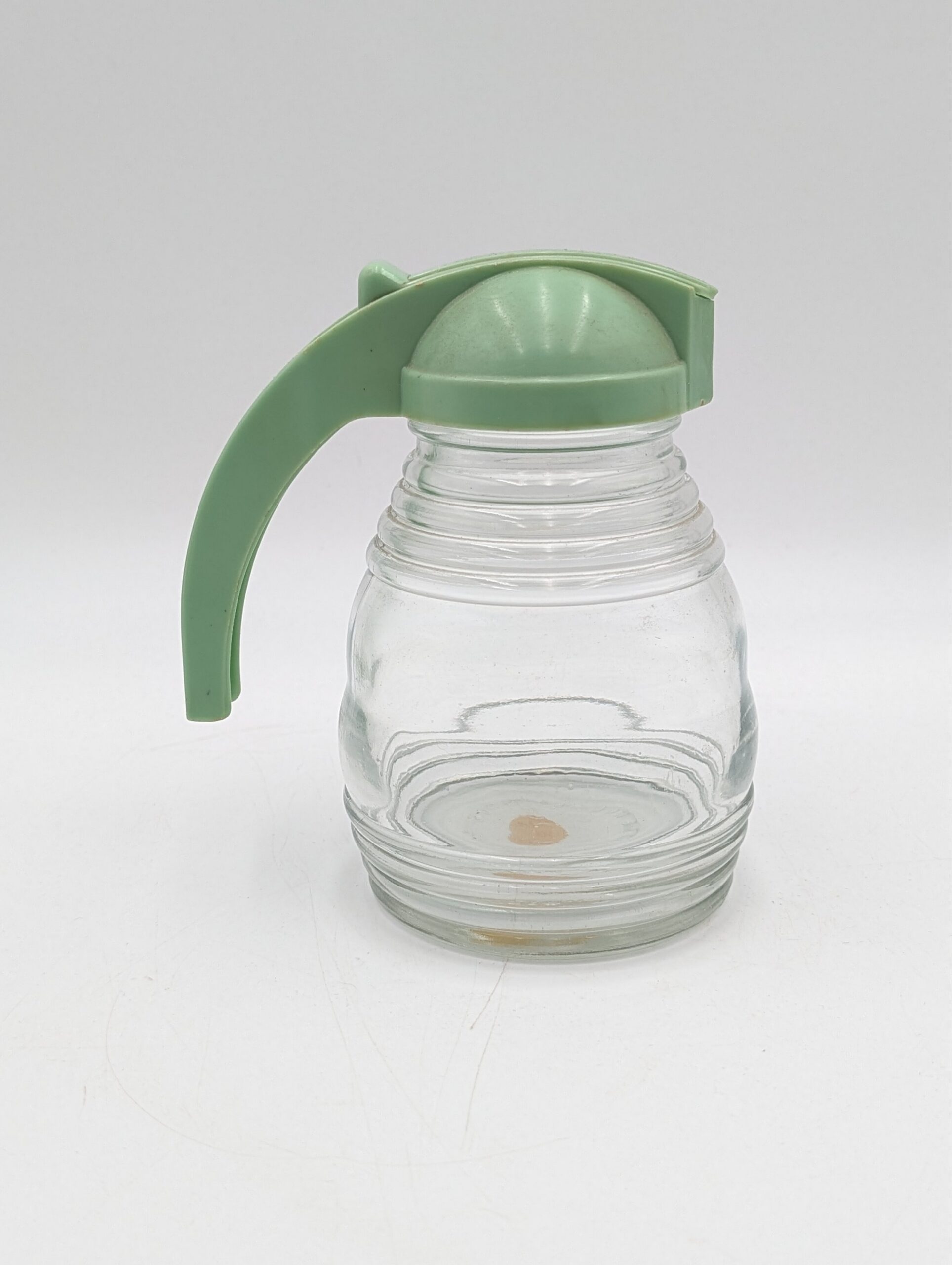 1950s Vintage Glass Syrup Pourer with Pastel Green Handle - Image 3
