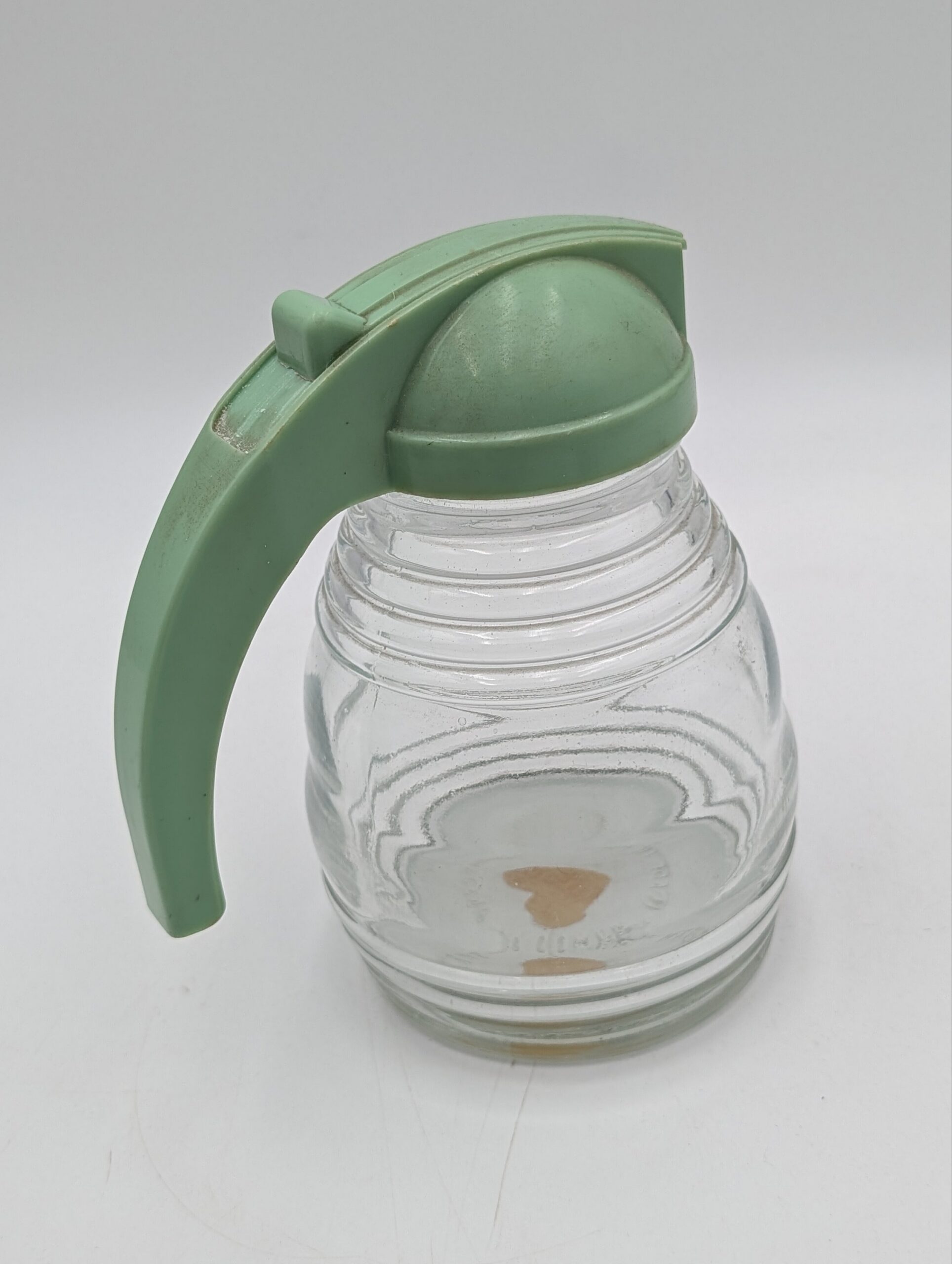 1950s Vintage Glass Syrup Pourer with Pastel Green Handle - Image 2