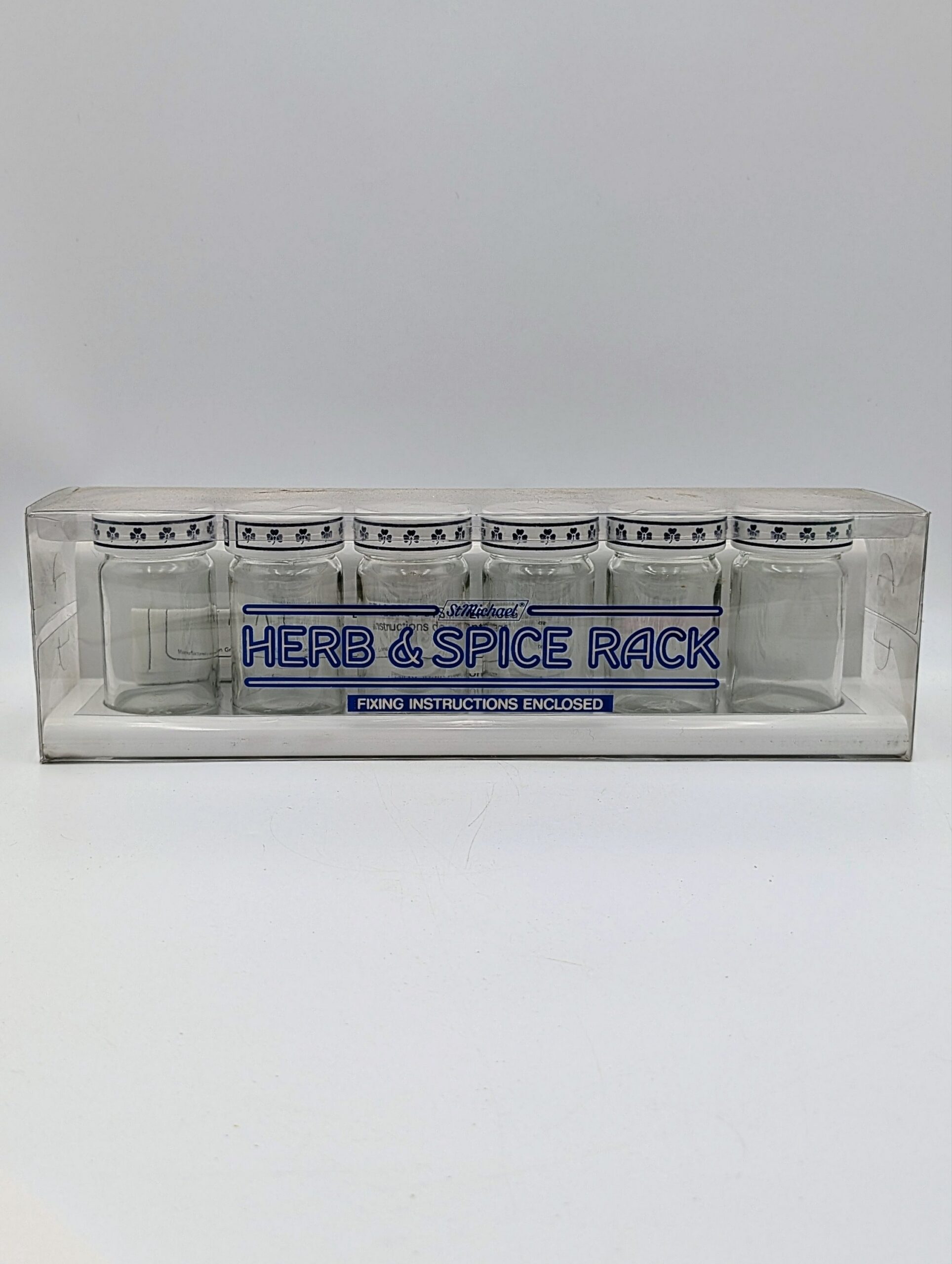1982 St Michael Herb & Spice Rack – Six Glass Jars – Original Packaging