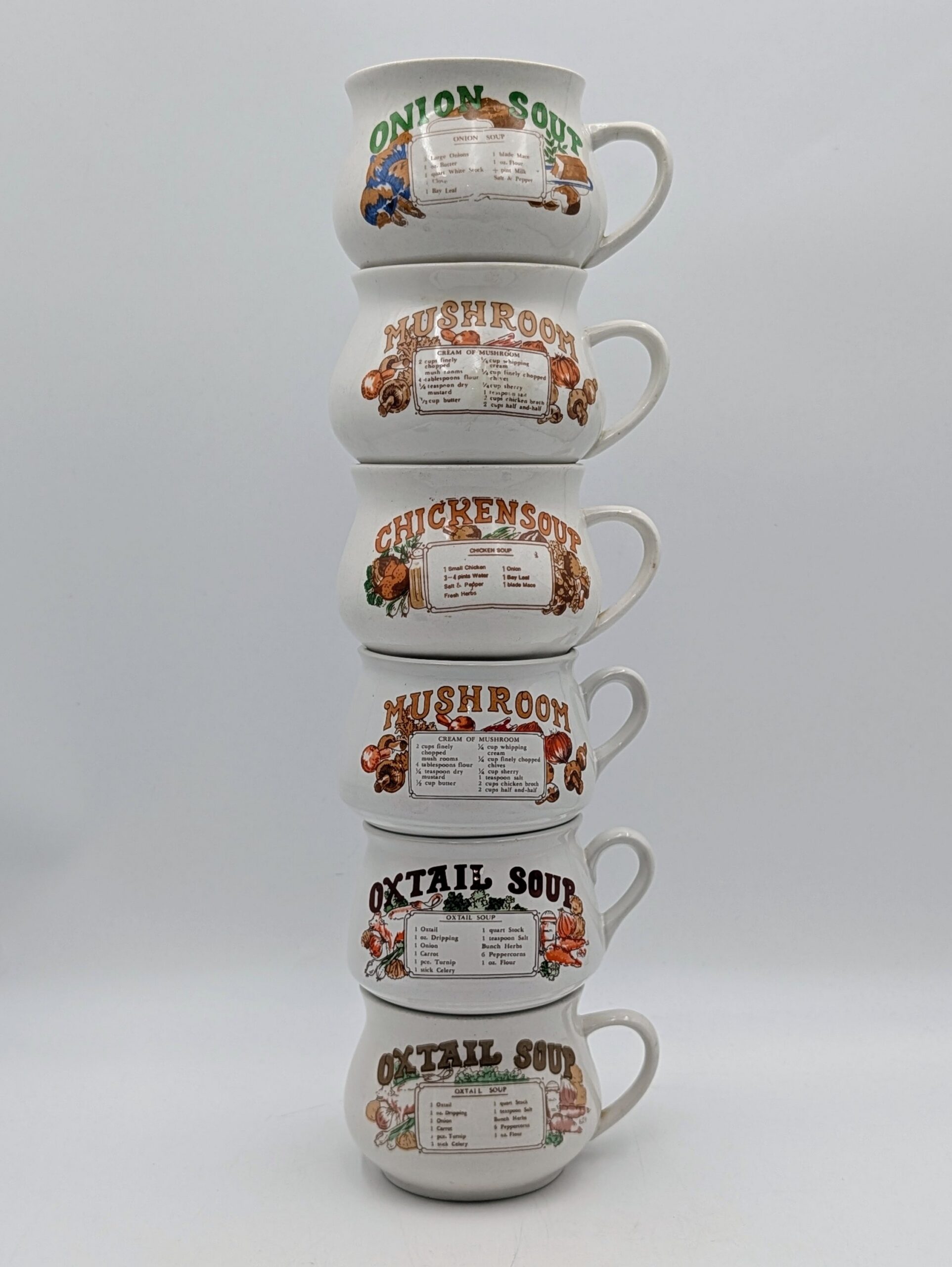 Vintage Crown Dynasty Recipe Soup Mugs – Choice of Design – Sold Individually