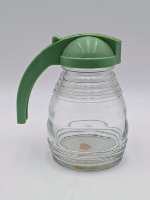 1950s Vintage Glass Syrup Pourer with Pastel Green Handle