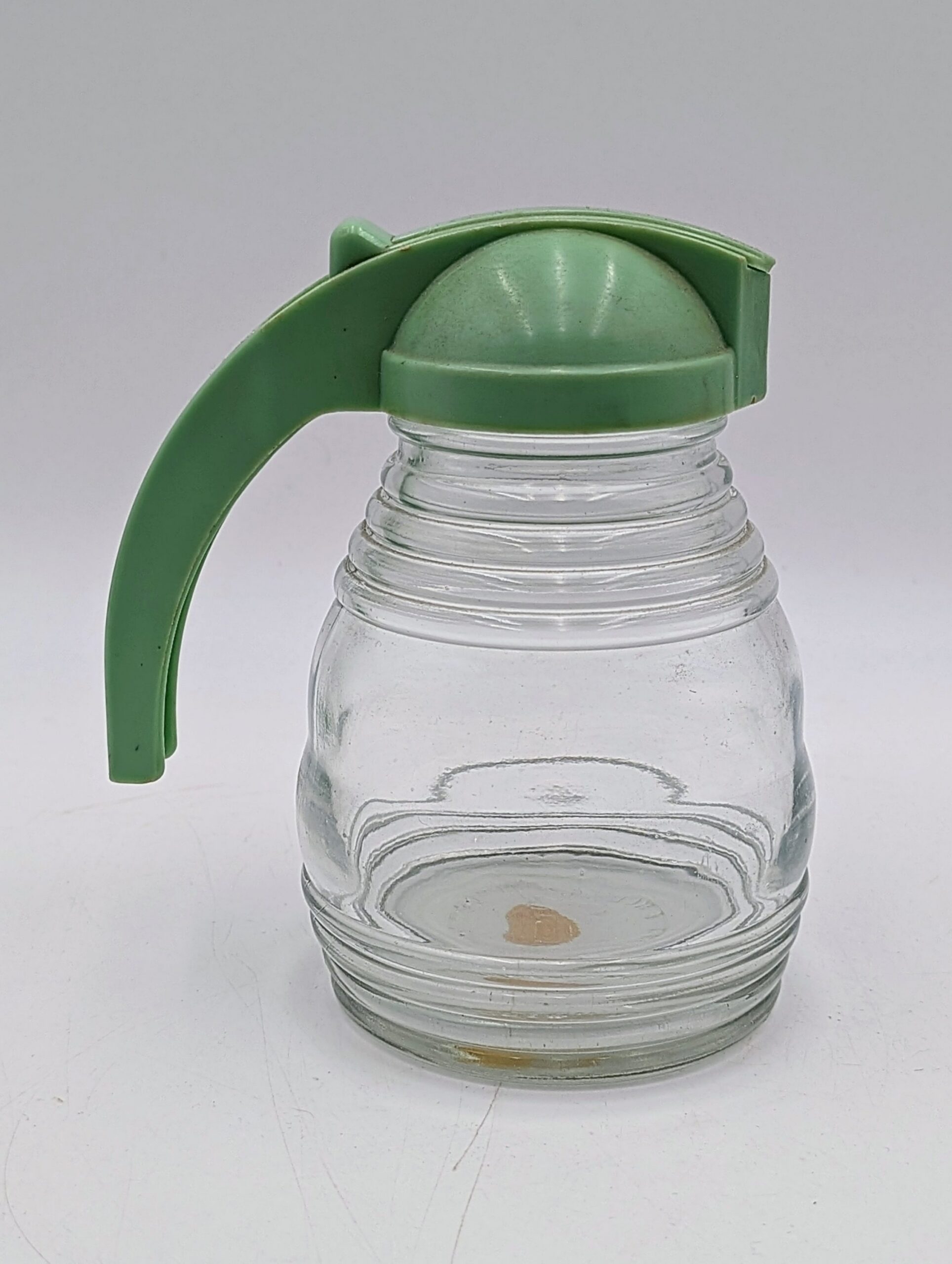1950s Vintage Glass Syrup Pourer with Pastel Green Handle