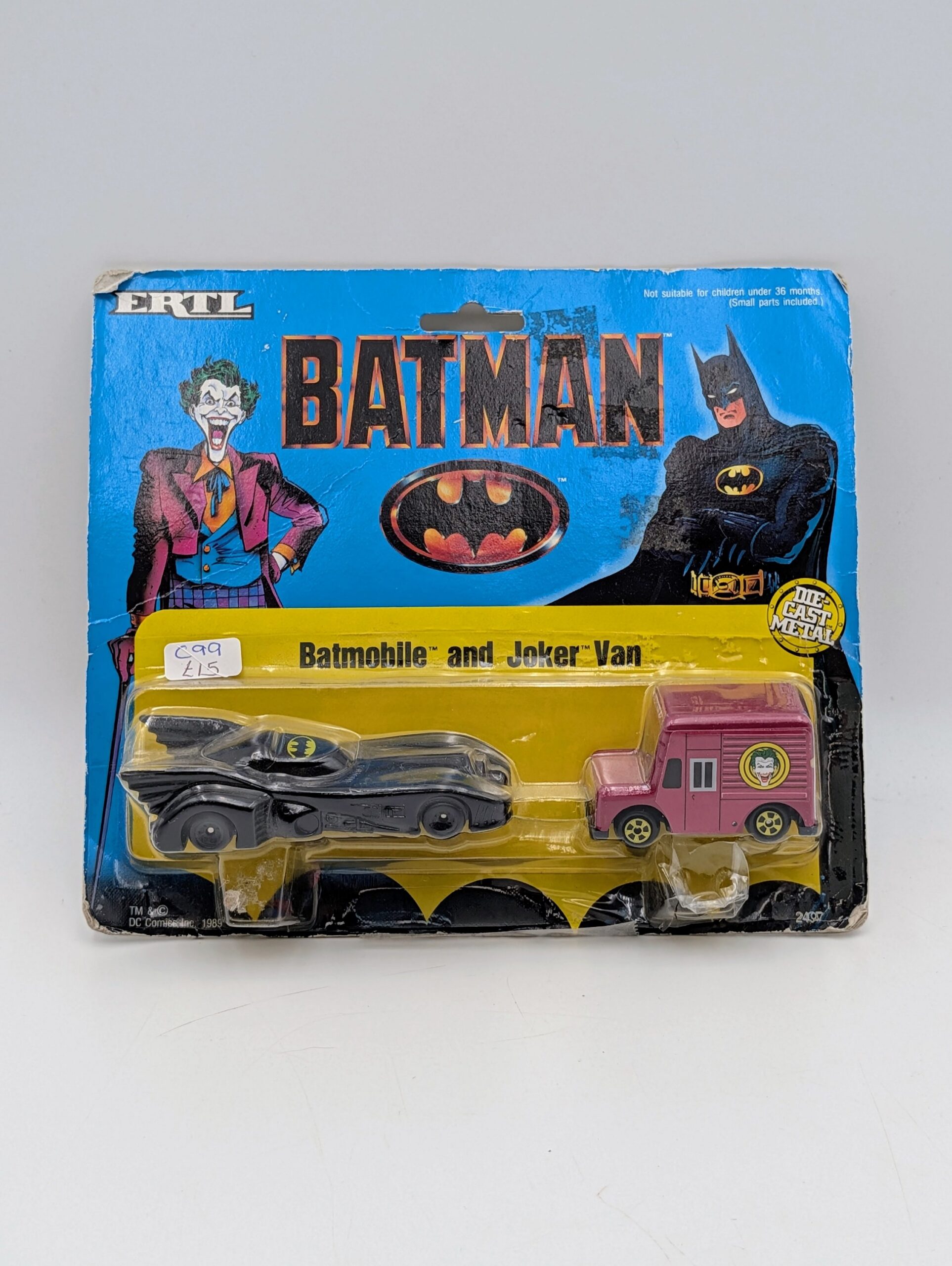 Vintage 1989 ERTL Batman Batmobile & Joker Van Die-Cast Set – 1:43 Scale