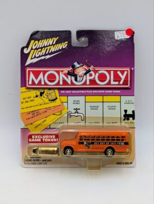 Johnny Lightning Monopoly Get Out of Jail Free ’56 Chevy Bus – Die-Cast Collectible with Game Token