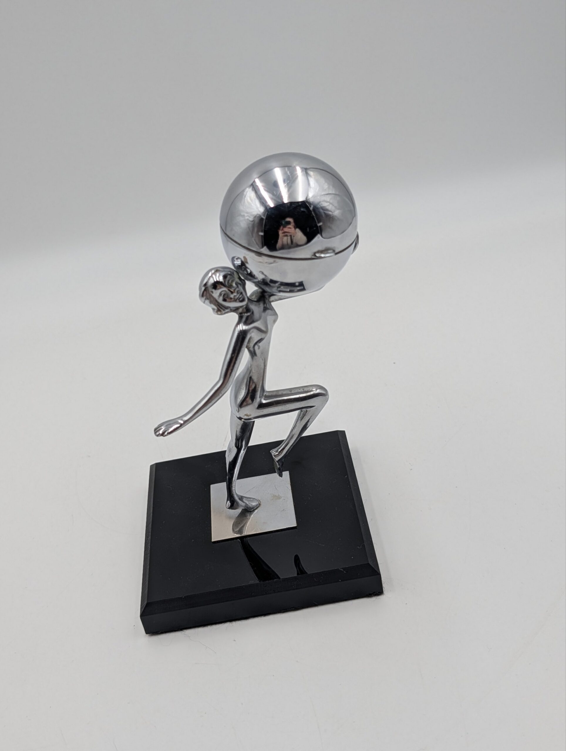 Art Deco Josef Lorenzl Chrome Nude Lady Table Lighter – Working - Image 4