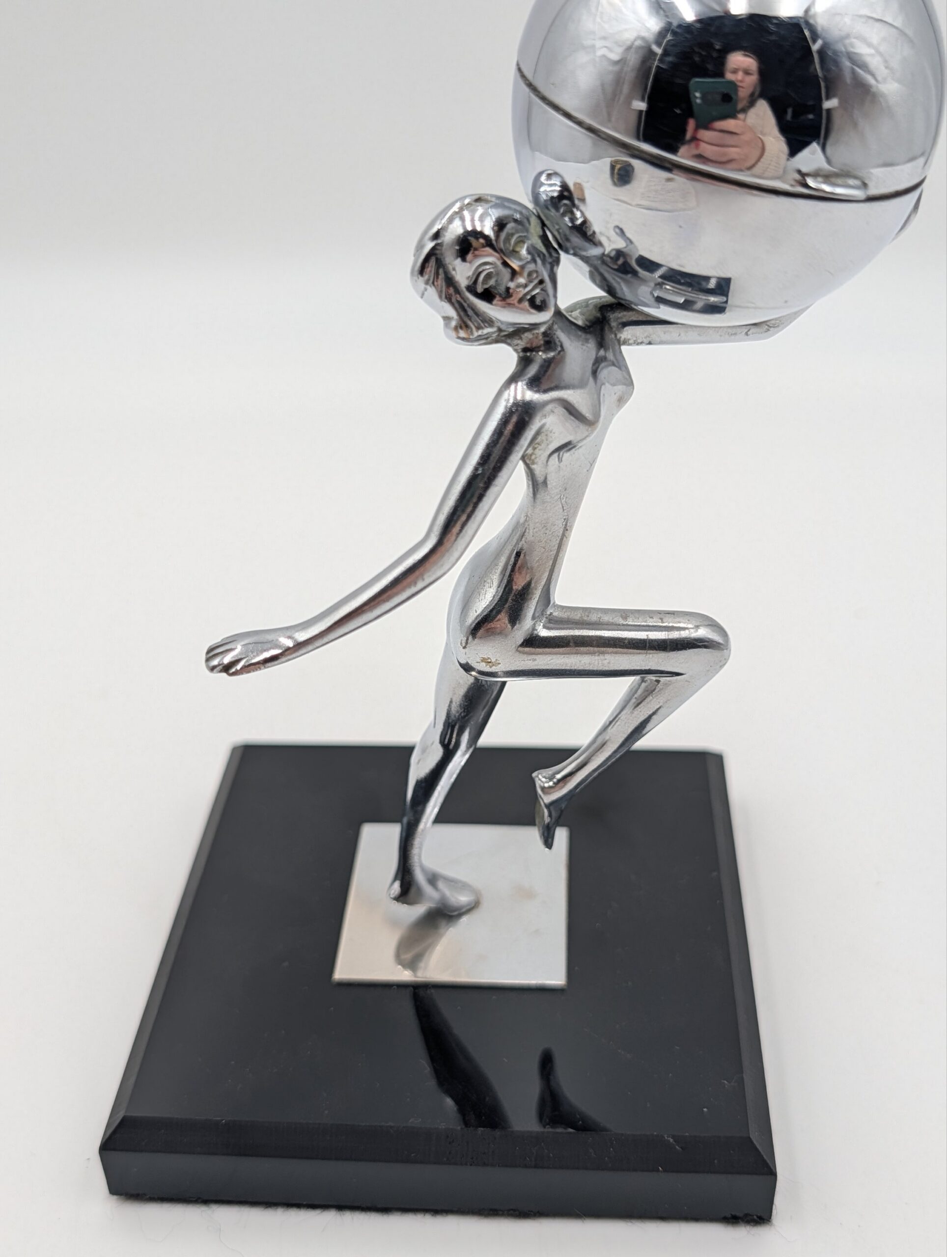 Art Deco Josef Lorenzl Chrome Nude Lady Table Lighter – Working - Image 3