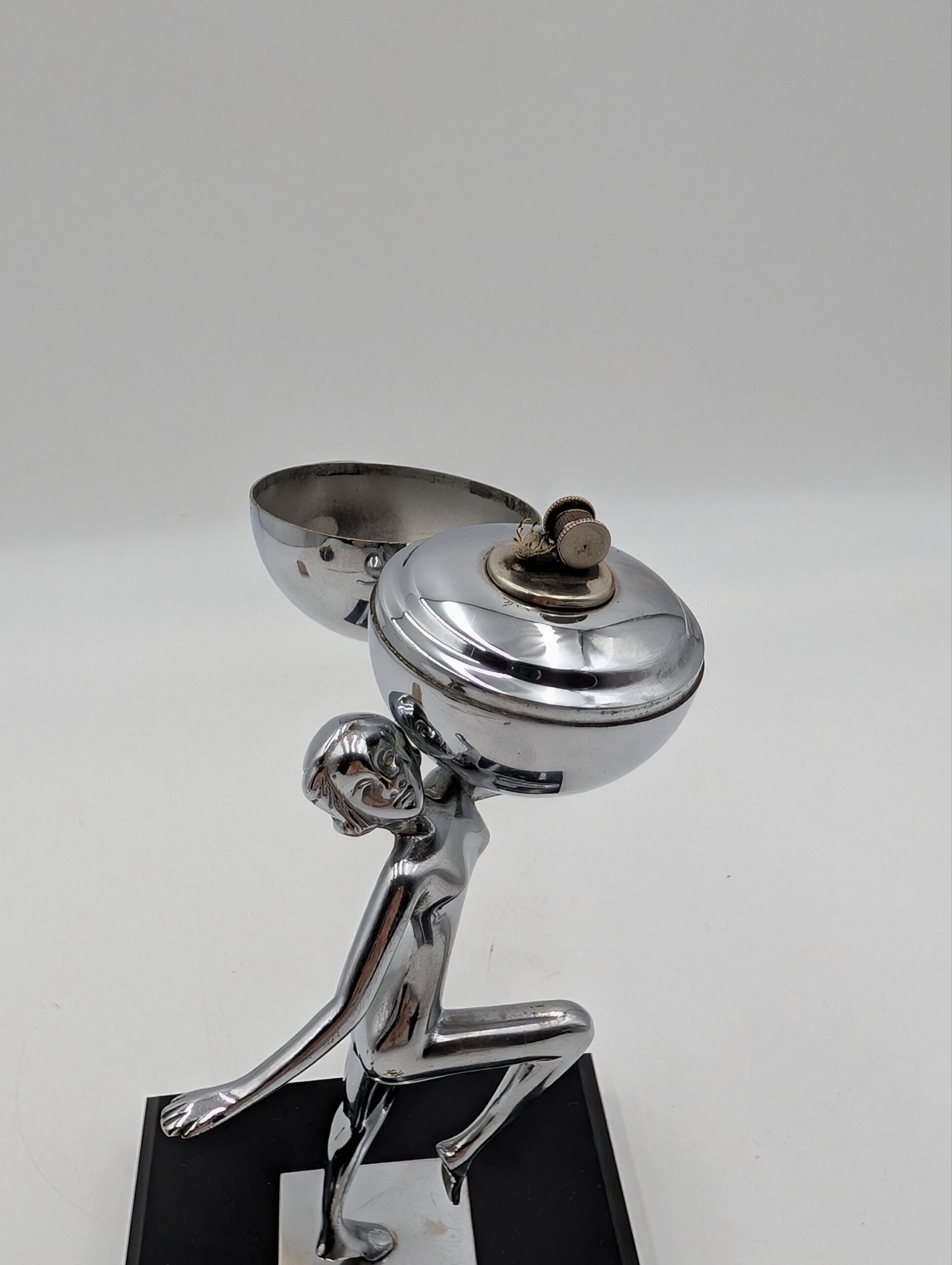 Art Deco Josef Lorenzl Chrome Nude Lady Table Lighter – Working - Image 2