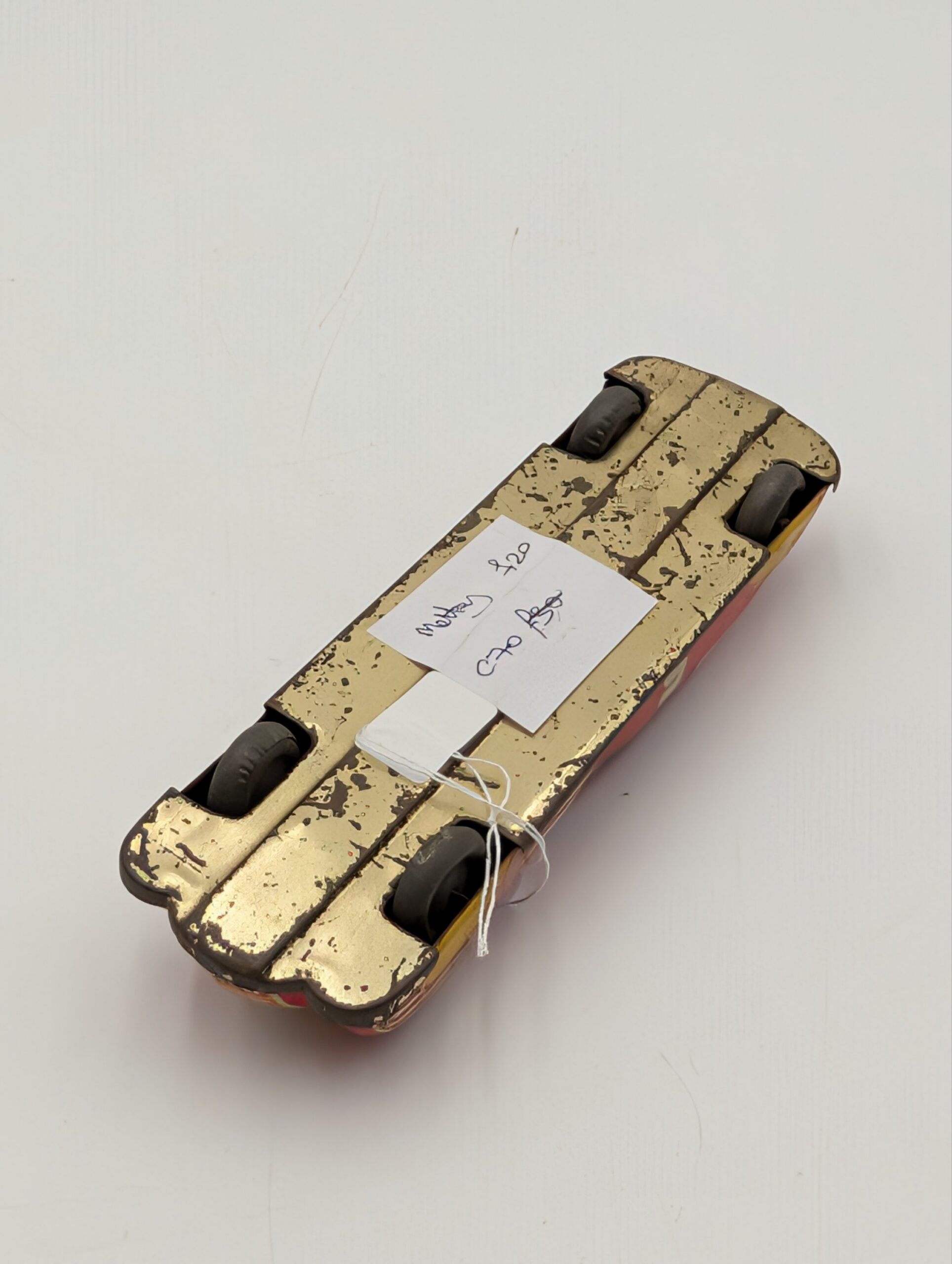 Vintage Mettoy No. 5 Tinplate Streamlined Racing Car – Red & Yellow - Image 2