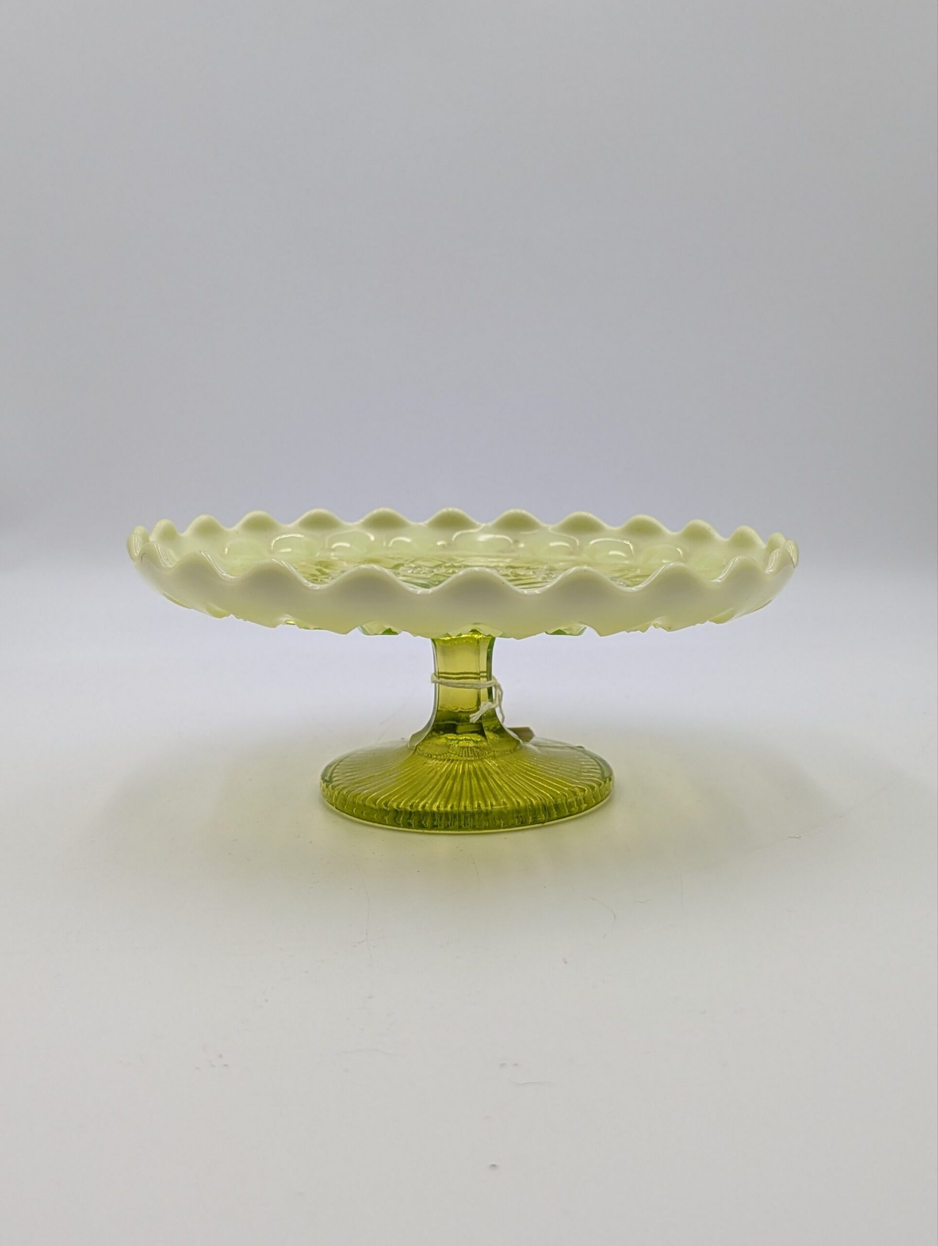 Antique Davidson Primrose Pearline Uranium Glass Tazza / Cake Stand - Image 4