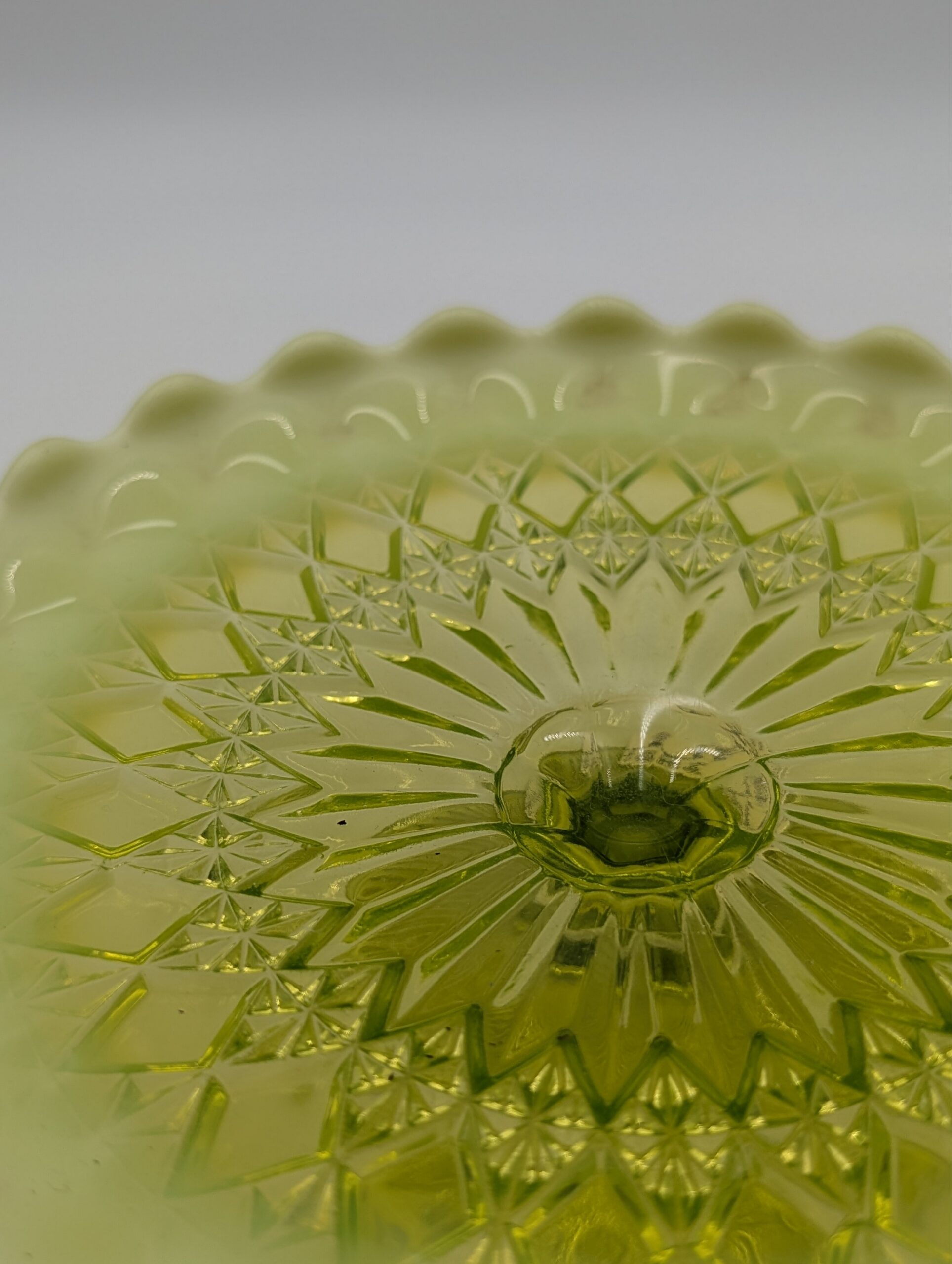Antique Davidson Primrose Pearline Uranium Glass Tazza / Cake Stand - Image 2