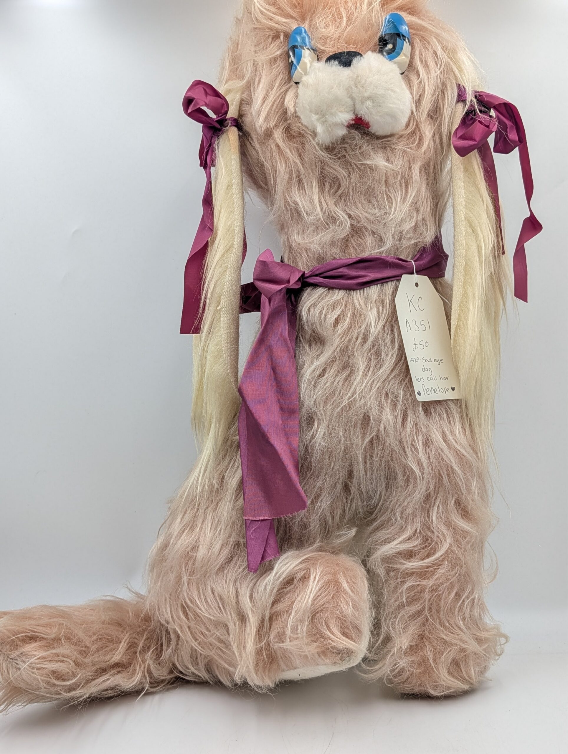 Large Vintage 1970s Sad Eye Dog Plush Toy - Image 5