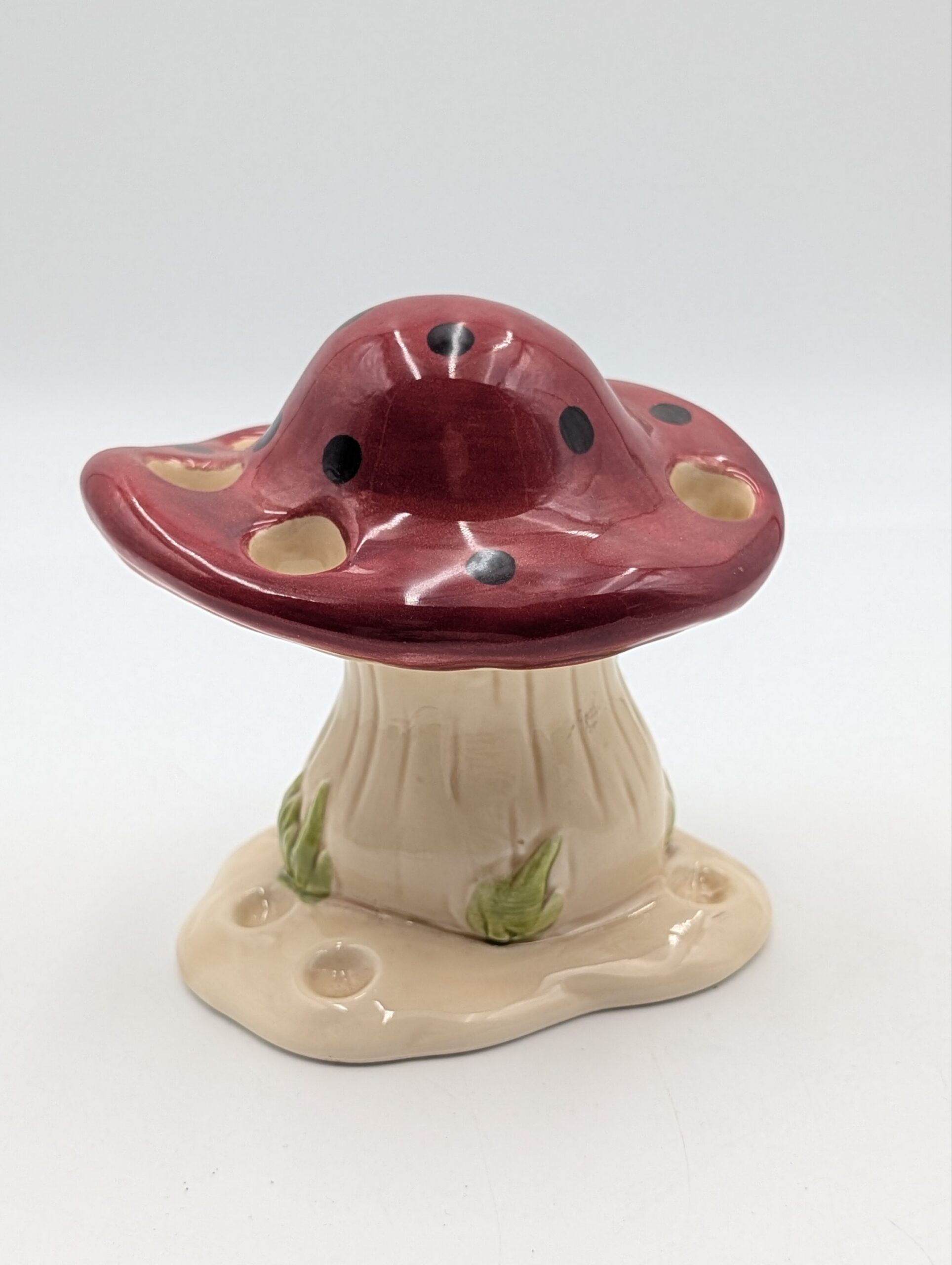 Vintage Kitsch Gnome & Toadstool Ceramic Flower Frog Vase - Image 3