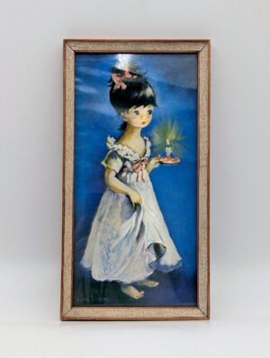 Vintage 1960s Dallas Simpson Framed Print – Girl with Candle