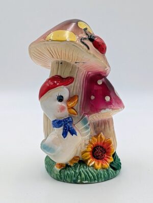 Vintage Kitsch Duck & Toadstool Ceramic Vase