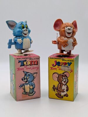 Vintage 1970 Mechanical Walking Tom & Jerry Wind-Up Toy Set – Boxed