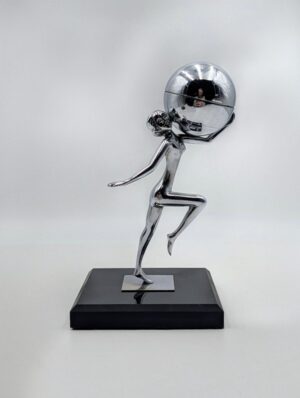 Art Deco Josef Lorenzl Chrome Nude Lady Table Lighter – Working