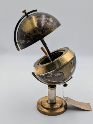 Vintage Mid-Century Brass Globe Cigarette Dispenser – Novelty Smoking Collectable