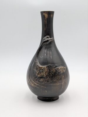 Late 19th Century Japanese Meiji Period Bronze Vase with Applied Goose