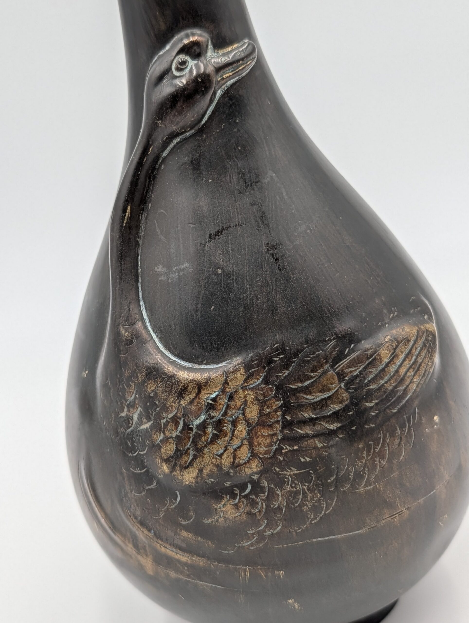 Late 19th Century Japanese Meiji Period Bronze Vase with Applied Goose - Image 5