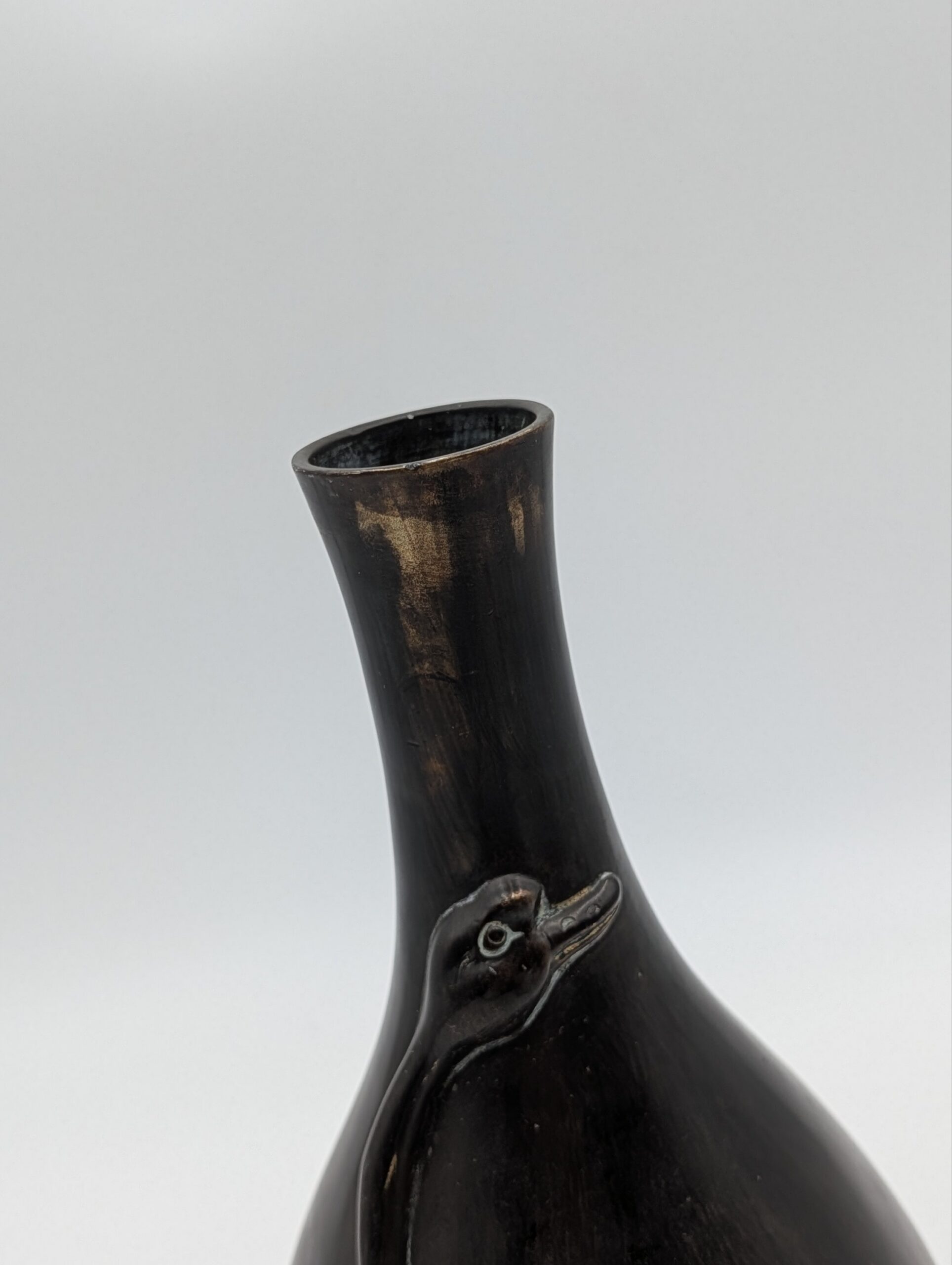 Late 19th Century Japanese Meiji Period Bronze Vase with Applied Goose - Image 4